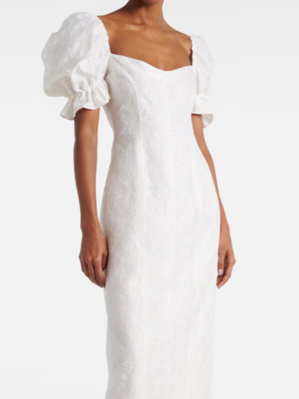 Markarian Isidore Cotton & Silk Eyelet Maxi Dress (White | Size 10)